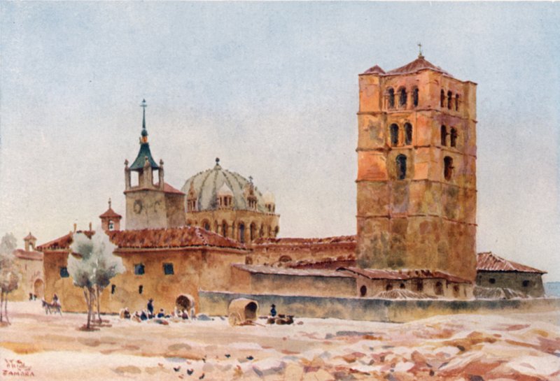 Zamora, katedralen (farve litho) af William Wiehe Collins