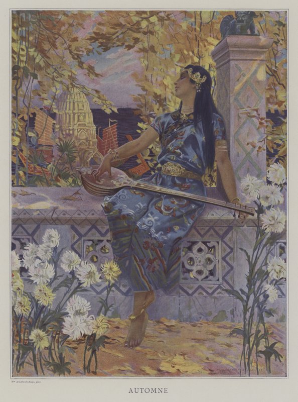Automne (efterår) (farve litho) af William de Leftwich (after) Dodge