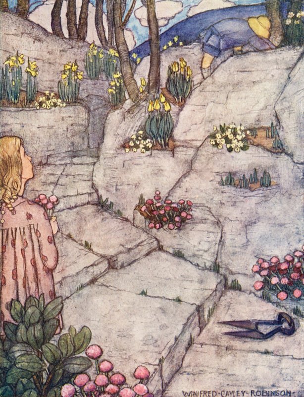 Børnenes bog om havearbejde: Vejen til Rom (farvelitografi) af Winifred Cayley Robinson
