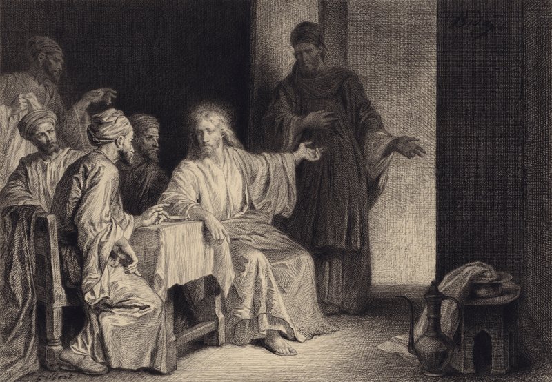 Kristus helbreder den mand, der er plaget af vatter af after Albert Robida