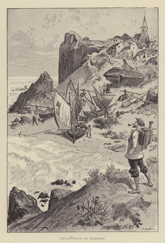 Opdagelsen af ​​Plouhic af after Albert Robida