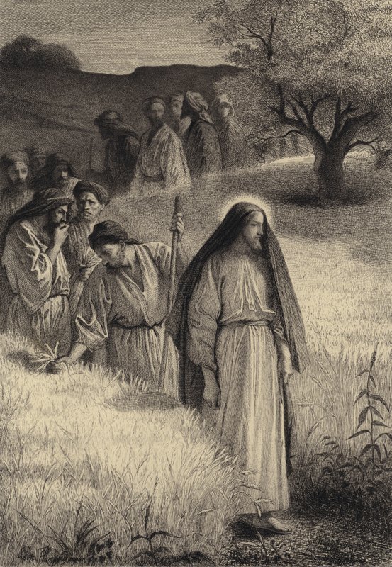 Jesus og hans disciple på kornmarken af after Albert Robida