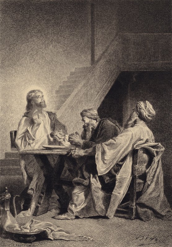 Jesus og disciplene i Emmaus af after Albert Robida