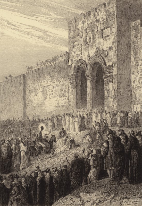 Jesus går ind i Jerusalem af after Albert Robida