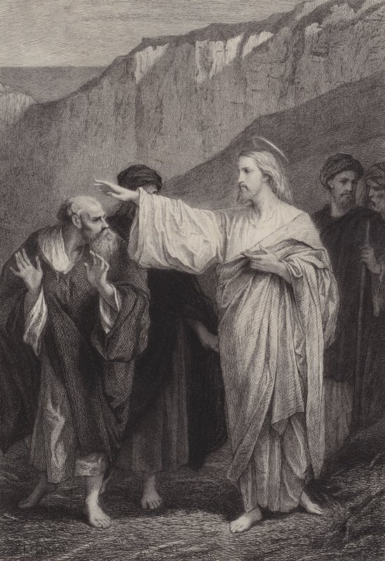 Jesus giver Peter sin afgift af after Albert Robida