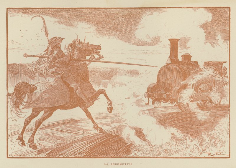 Lokomotivet af after Albert Robida