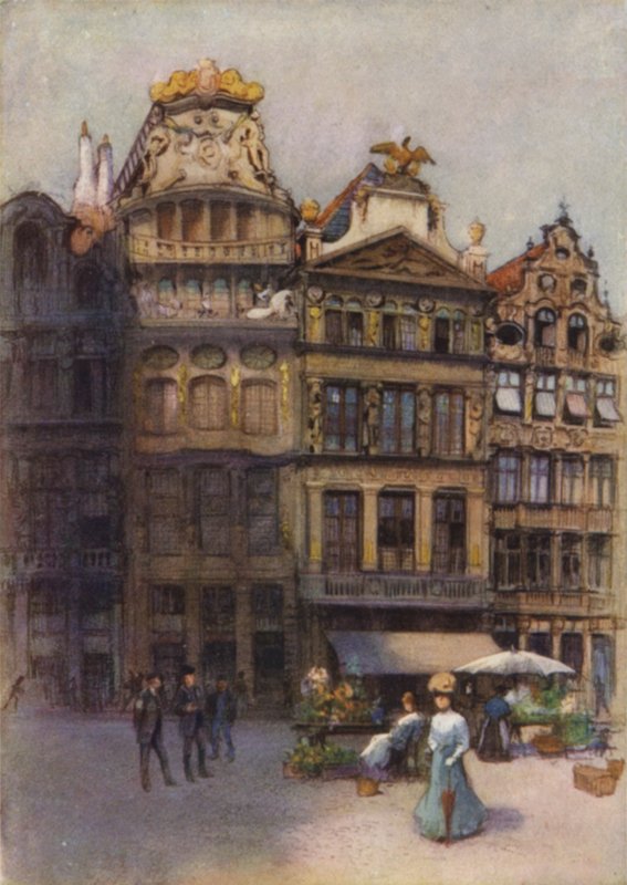 Gamle huse på Grande Place, Bruxelles af after Amedee Forestier