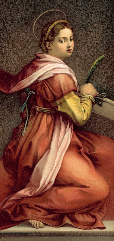 St Katherine (chromolitho) af Andrea del (after) Sarto