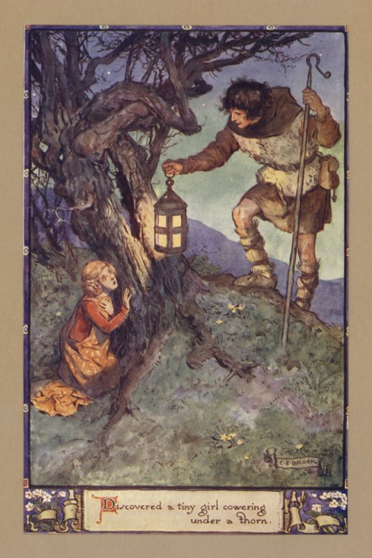 Opdagede en lille pige, der krøb under en torn af after Charles Edmund Brock