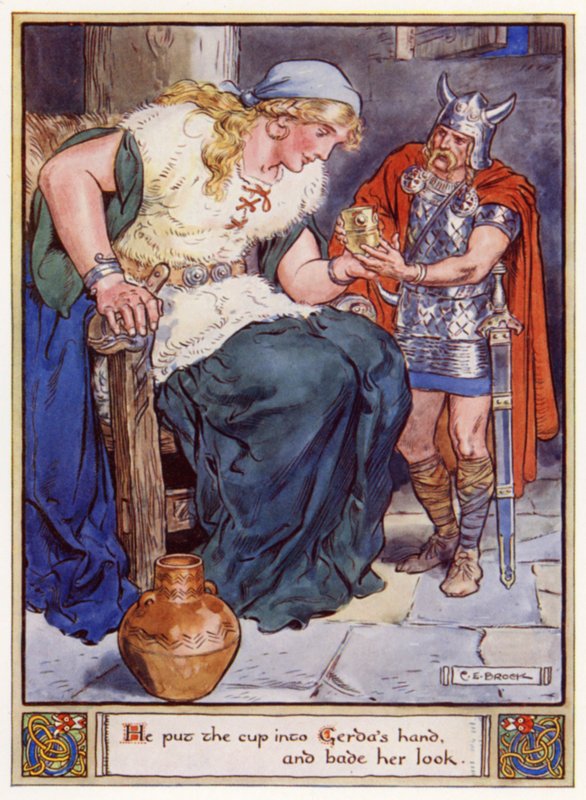 Han lagde bægeret i Gerdas hånd og bad hende se af after Charles Edmund Brock