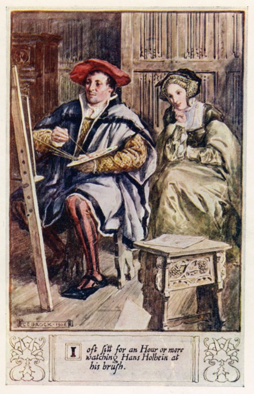 Jeg sidder ofte i en time eller mere og ser Hans Holbein ved sin børste af after Charles Edmund Brock