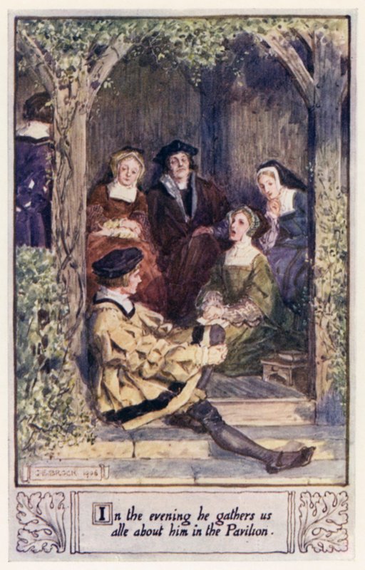 Om aftenen samler han os alt om sig i Pavillonen af after Charles Edmund Brock