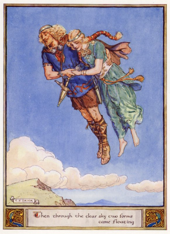 Så kom to former svævende gennem den klare himmel af after Charles Edmund Brock