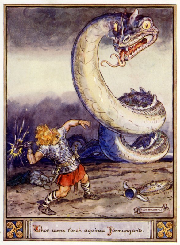 Thor drog ud mod Jormungand af after Charles Edmund Brock