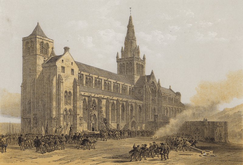 Glasgow (St Mungos) Cathedral, udvendig (chromolitho) af after David Roberts