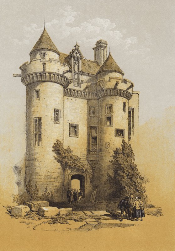 Den store indgang til Falkland Palace (chromolitho) af after David Roberts