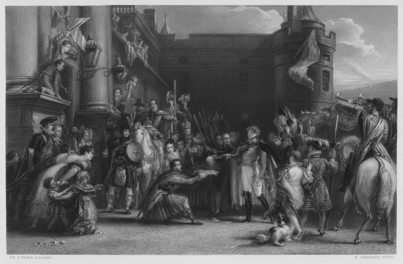 The King at Holyrood, fra billedet i Den Kongelige Samling af after David Wilkie