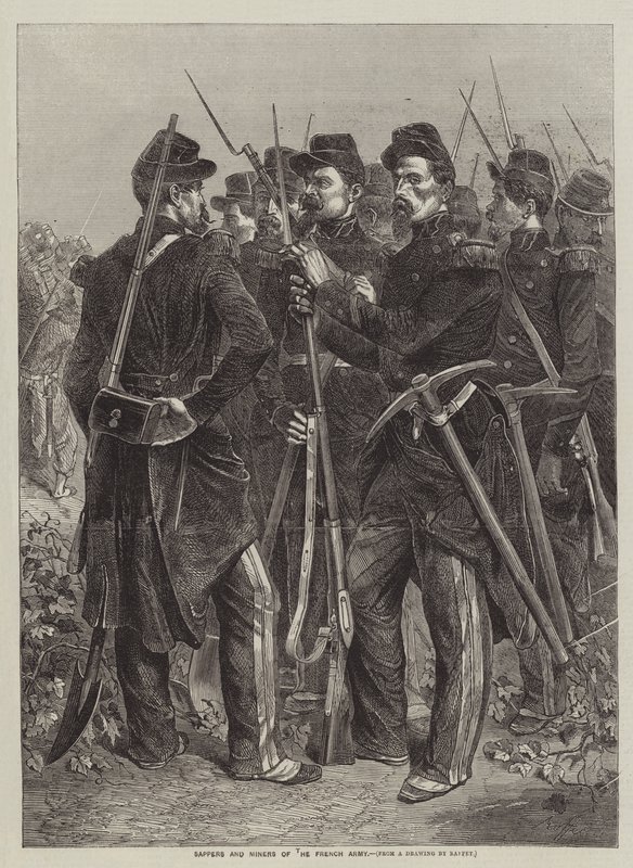 Sappere og minearbejdere fra den franske hær af after Denis Auguste Marie Raffet