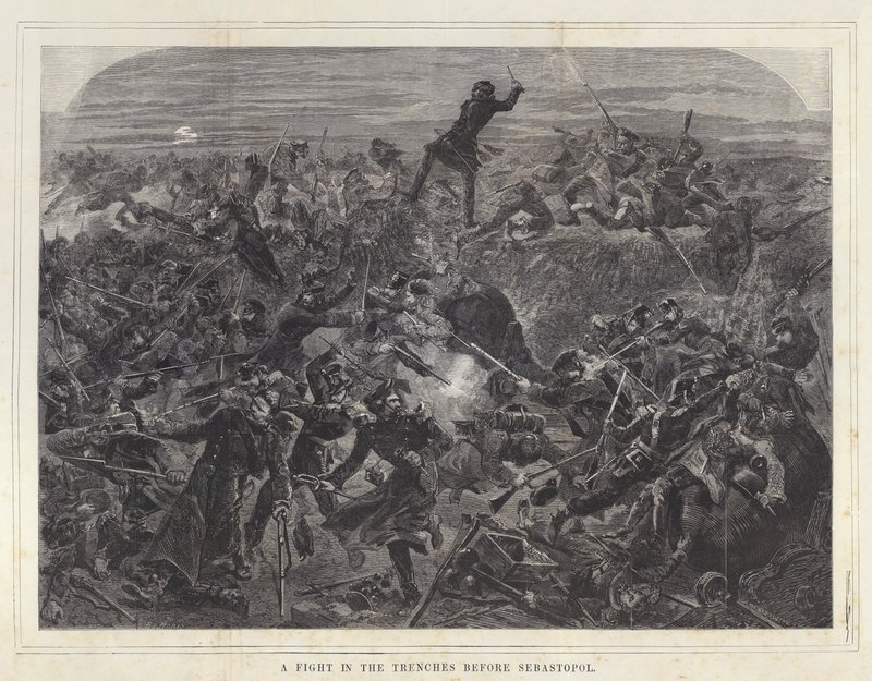En kamp i skyttegravene før Sebastopol af after Edmond Morin