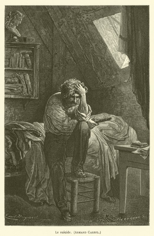 Selvmord, Armand Carrel af after Emile Antoine Bayard