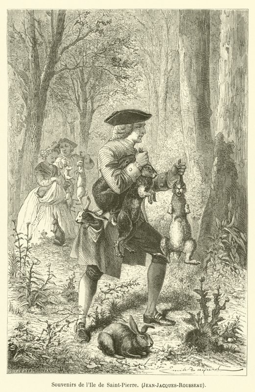 Souvenirs fra øen Saint-Pierre, Jean-Jacques-Rousseau af after Emile Antoine Bayard