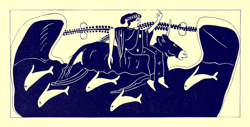 Europa og Tyren, illustration fra græske vasemalerier af J. E. Harrison og D. S. MacColl, udgivet 1894 (digitalt forbedret billede) af after English School