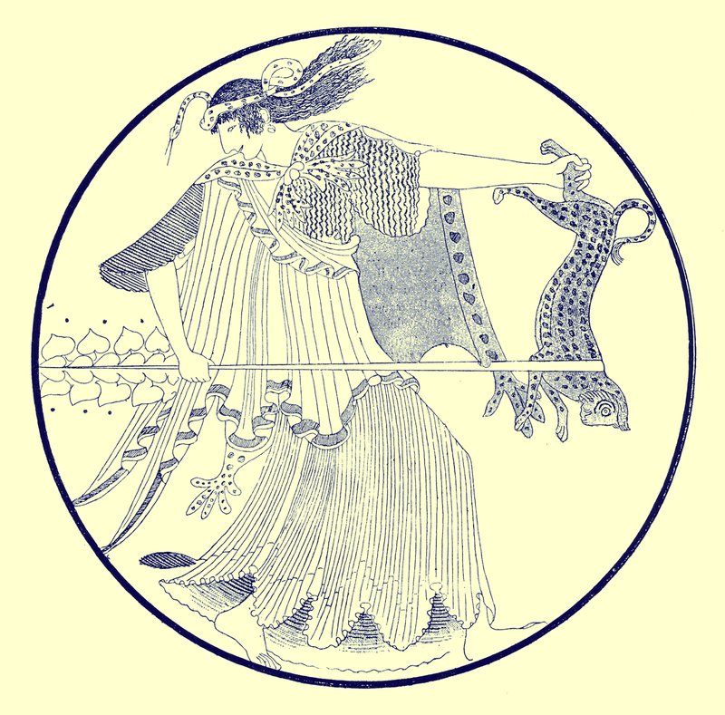 Maenad, illustration fra græske vasemalerier af J. E. Harrison og D. S. MacColl, udgivet 1894 (digitalt forbedret billede) af after English School