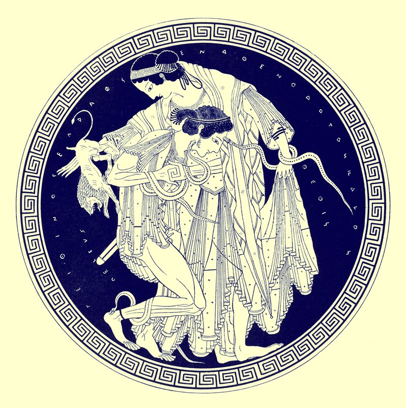 Peleus og Thetis, illustration fra græske vasemalerier af J. E. Harrison og D. S. MacColl, udgivet 1894 (digitalt forbedret billede) af after English School