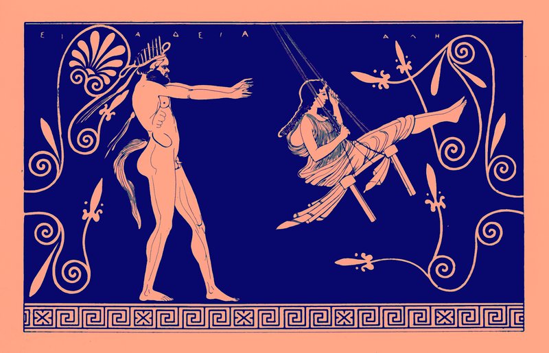 Silen swinging maiden, illustration fra græske vasemalerier af J. E. Harrison og D. S. MacColl, udgivet 1894 (digitalt forbedret billede) af after English School