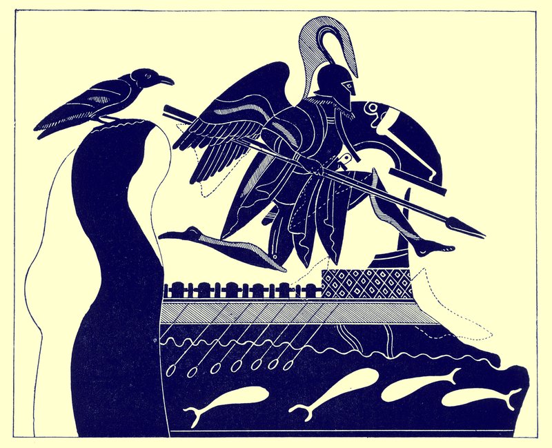 The Ghost of Patroklos, illustration fra græske vasemalerier af J. E. Harrison og D. S. MacColl, udgivet 1894 (digitalt forbedret billede) af after English School
