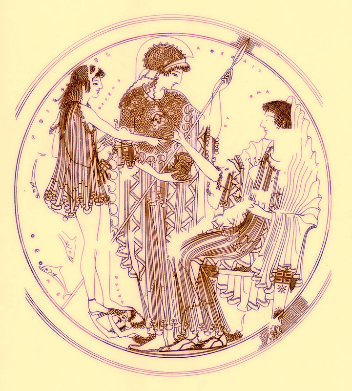 Theseus and Amphitrite, illustration fra græske vasemalerier af J. E. Harrison og D. S. MacColl, udgivet 1894 (digitalt forbedret billede) af after English School