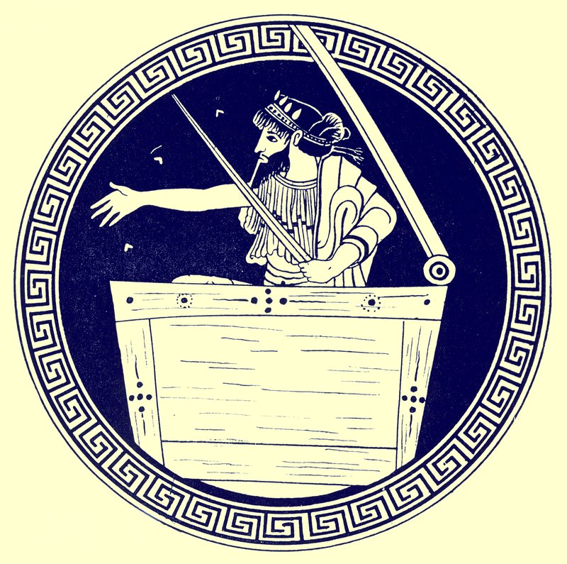 Thomas i brystet, illustration fra græske vasemalerier af J. E. Harrison og D. S. MacColl, udgivet 1894 (digitalt forbedret billede) af after English School