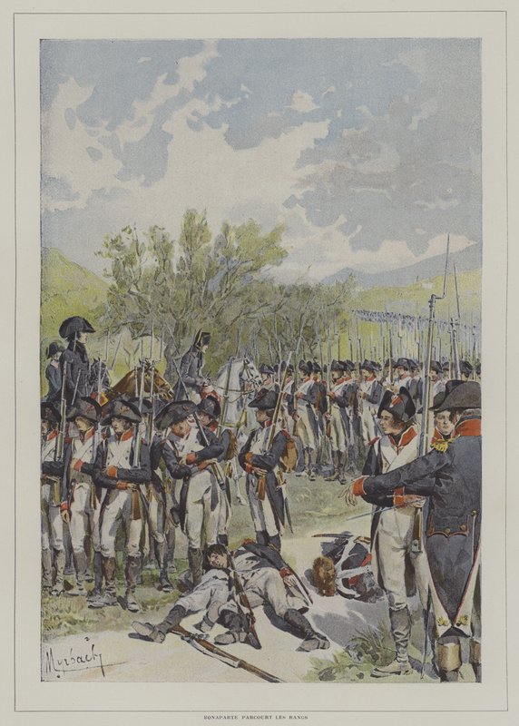 Bonaparte passerer blandt sin hærs rækker af after Felicien baron de Myrbach Rheinfeld