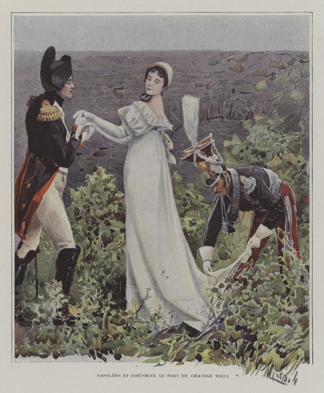 Napoleon og Josephine på Chateau-Vieux, Bayonne af after Felicien baron de Myrbach Rheinfeld