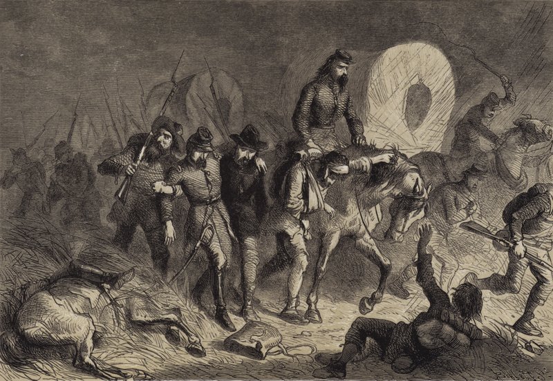 De konfødereredes tilbagetog fra Shiloh af after Felix Octavius Carr Darley