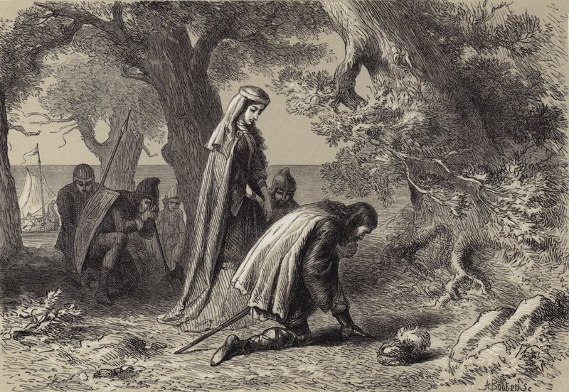 Thorfin og Gudrida på Vinelands kyst af after Felix Octavius Carr Darley