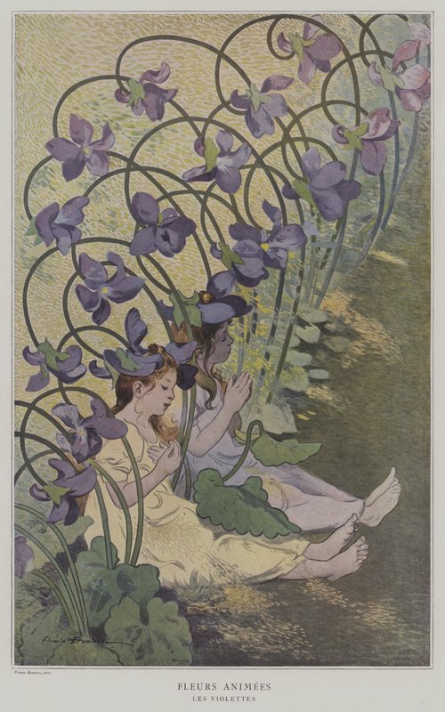 Fleurs Animees. Les Violettes. (Animerede blomster: Violetter) af after Firmin Bouisset