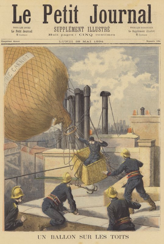 En ballon styrtlander på Paris
