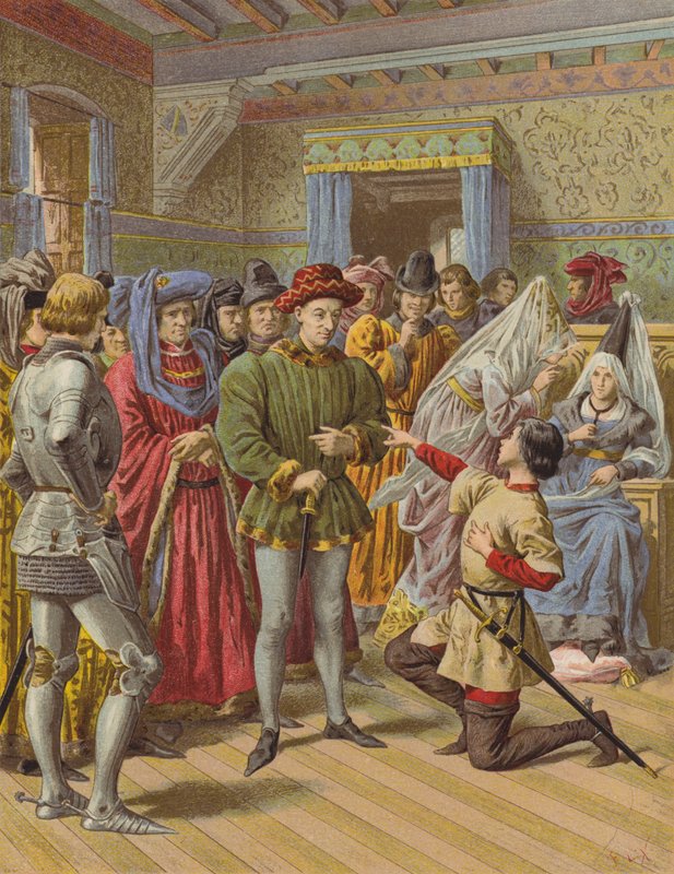 Jeanne DArc i Chinon (chromolitho) af after Frederic Theodore Lix