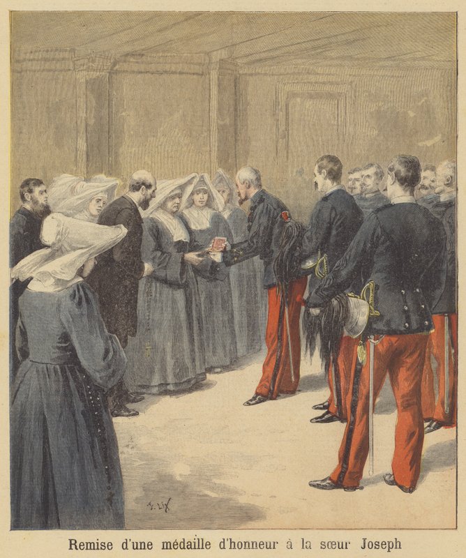 Overrækkelse af en medalje til søster Joseph af after Frederic Theodore Lix