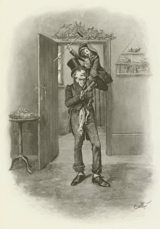 Bob Cratchit og Tiny Tim af after Frederick Barnard