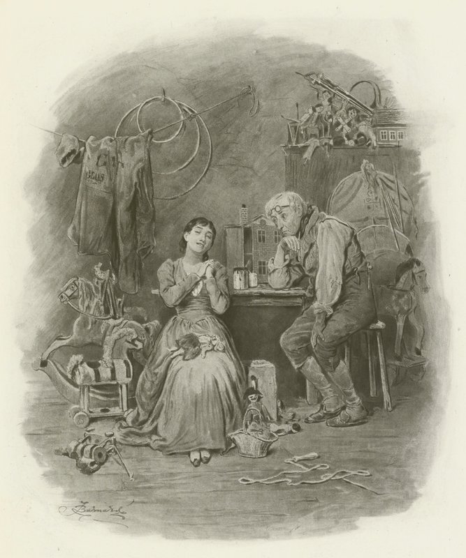 Caleb Plummer og hans blinde datter af after Frederick Barnard