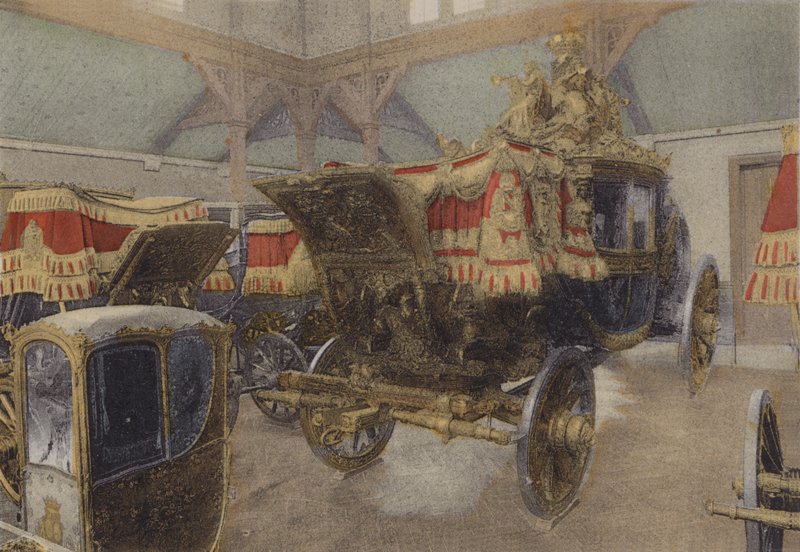 Carriage of Charles X Coronation, 1825, Carriage of Charles X Coronation (farvet foto) af after French Photographer
