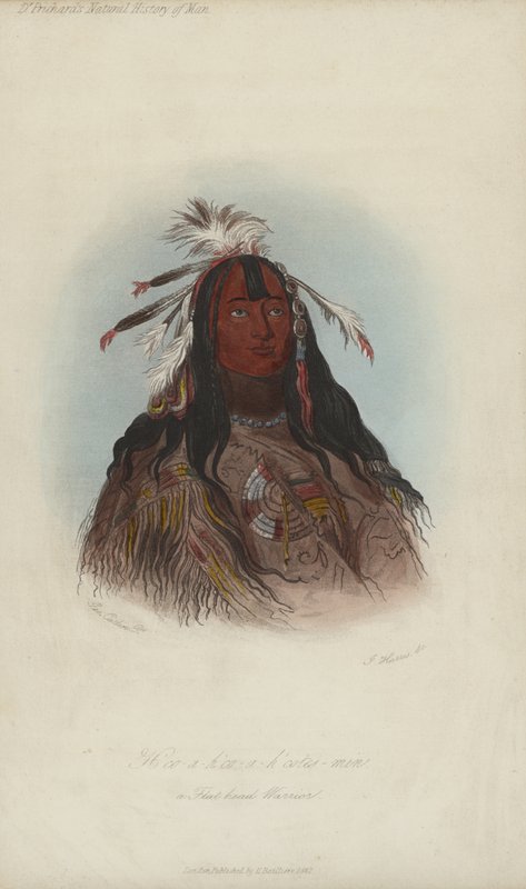 H?co-a-h?co-a-h?cotes-min, A Flat Head Warrior (akvatint) af after George Catlin