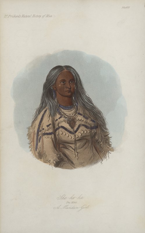Sha-ko-ka, The Mint, A Mandan Girl (akvatint) af after George Catlin
