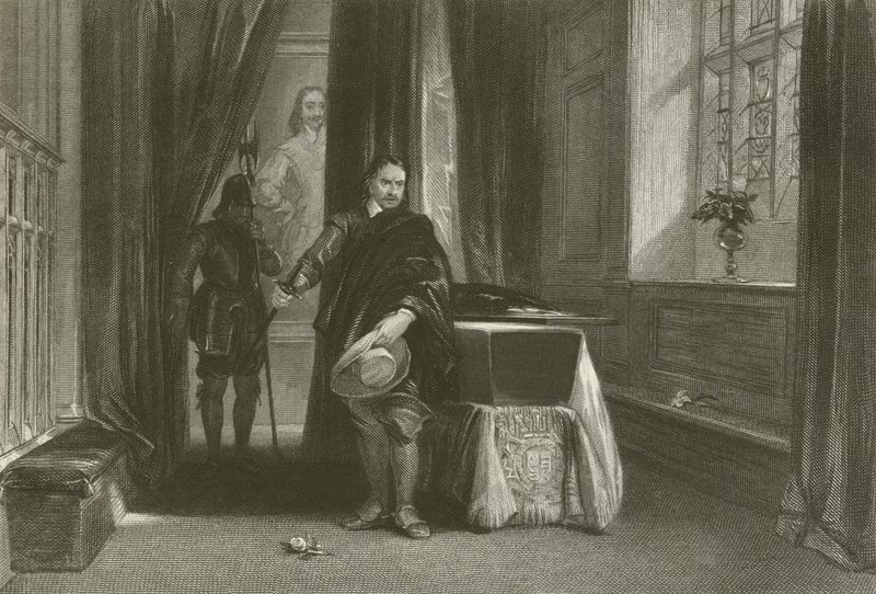 Cromwell så liget af Charles I, en skygge bevægede sig hen over hans pande af after George Cattermole