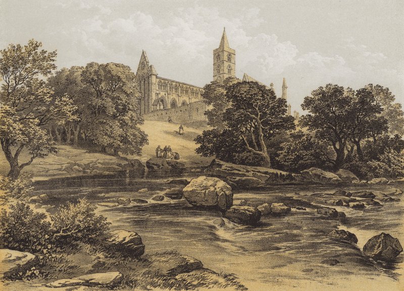 Dunblane Cathedral, Perthshire (chromolitho) af after George Cattermole
