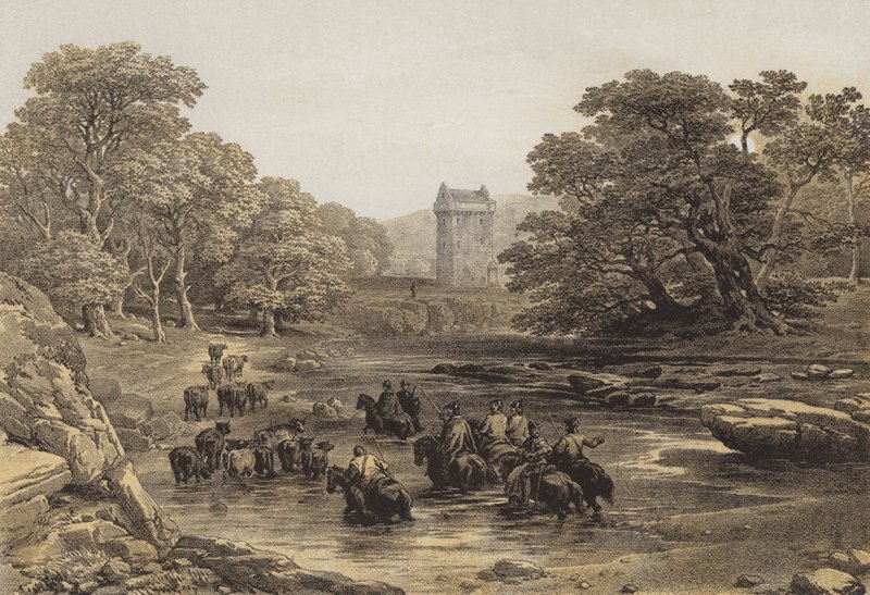 Gilnockie Tower (chromolitho) af after George Cattermole