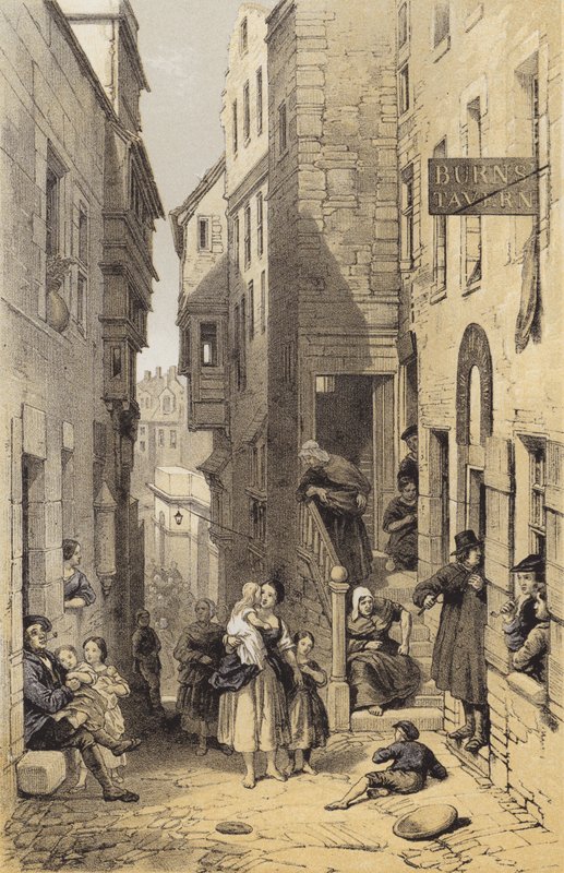 Libbertons Wynd, Edinburgh (chromolitho) af after George Cattermole