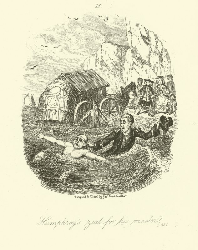 Illustration til Humphry Clinker af Tobias Smollett af after George Cruikshank